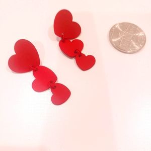 New red heart earrings